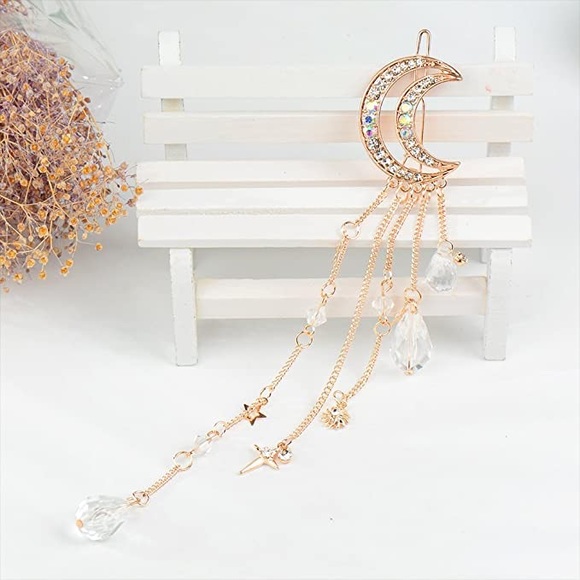 Moon stars crystals hair clips gold silver rose - Picture 14 of 16